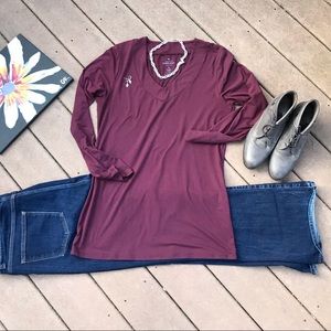 Styled Casual &Fancy: V-neck Maroon/Burgundy Tunic